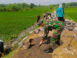 Babinsa Bangun Jalan Menuju Sawah, Mempermudah Akses Petani Menuju Sawah   